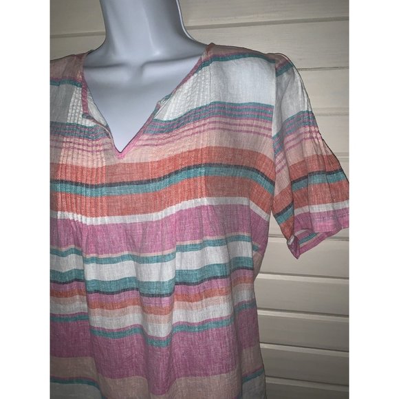 Joules Tops Joules Sz 4 Roxie Pink Coral White Striped Top 0 Linen